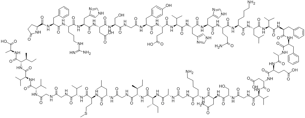 PYR-PHE-ARG-HIS-ASP-SER-GLY-TYR-GLU-VAL-HIS-HIS-GLN-LYS-LEU-VAL-PHE-PHE-ALA-GLU-ASP-VAL-GLY-SER-ASN-